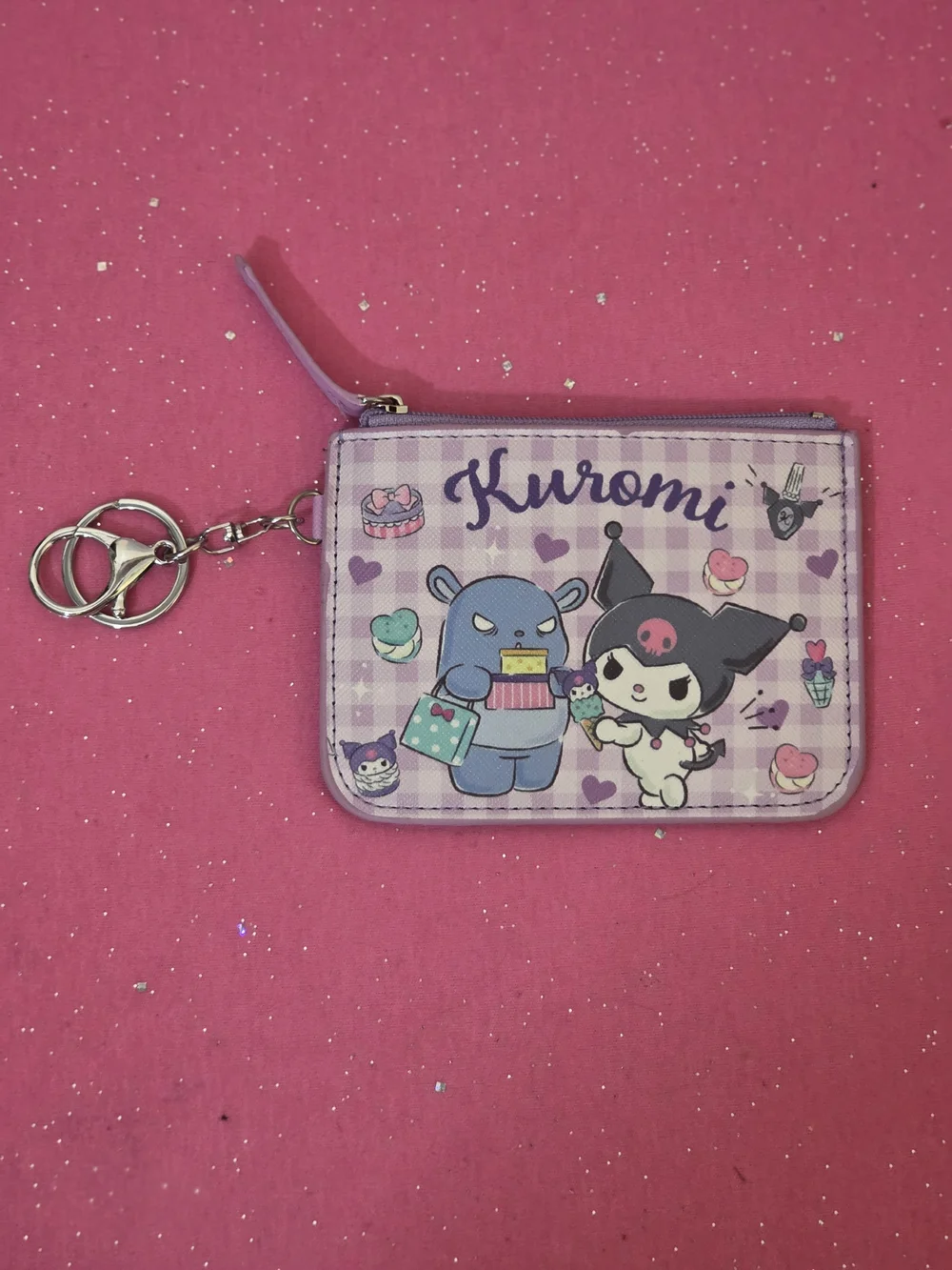 Sanrio Kuromi Purple Cartoon Print Zip-Around Card Wallet Credit Card Womens
